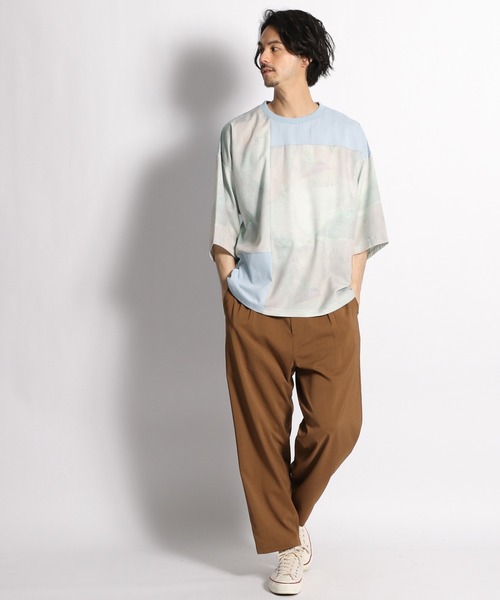 UNSTUDIED（アンスタディード）の「[UNSTUDIED]マーブルプリントコンビＴシャツ（Tシャツ/カットソー・メンズ・ライトブルー/ベージュ・MEDIUM/LARGE）」の18枚目の写真