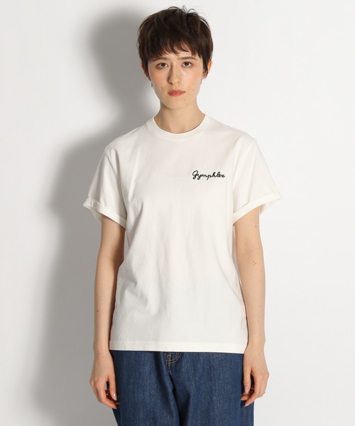 GYMPHLEX（ジムフレックス）の「【GYMPHLEX(ジムフレックス)】ロゴ刺繍Tシャツ（Tシャツ/カットソー・レディース・ホワイト/ブラック/ベージュ/ネイビー・MEDIUM）」の7枚目の写真