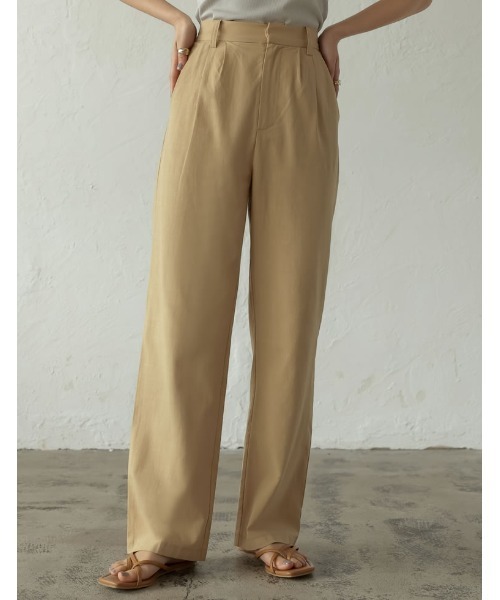 Re:EDIT（リエディ）の「[低身長/高身長サイズ有]リネンブレンドダブルタックパンツ（スラックス・レディース・アイボリー/カーキ/ベージュ・AL/BS/SMALL/AS/LARGE/AM/BM/MEDIUM）」の5枚目の写真