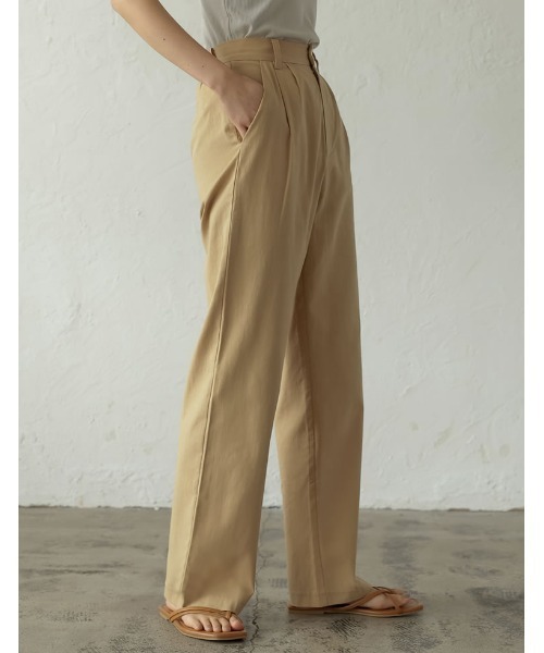 Re:EDIT（リエディ）の「[低身長/高身長サイズ有]リネンブレンドダブルタックパンツ（スラックス・レディース・アイボリー/カーキ/ベージュ・AL/BS/SMALL/AS/LARGE/AM/BM/MEDIUM）」の22枚目の写真