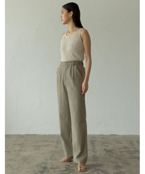 Re:EDIT（リエディ）の「[低身長/高身長サイズ有]リネンブレンドダブルタックパンツ（スラックス・レディース・アイボリー/カーキ/ベージュ・AL/BS/SMALL/AS/LARGE/AM/BM/MEDIUM）」の6枚目の写真