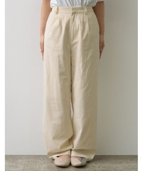 Re:EDIT（リエディ）の「[低身長/高身長サイズ有]リネンブレンドダブルタックパンツ（スラックス・レディース・アイボリー/カーキ/ベージュ・AL/BS/SMALL/AS/LARGE/AM/BM/MEDIUM）」の15枚目の写真