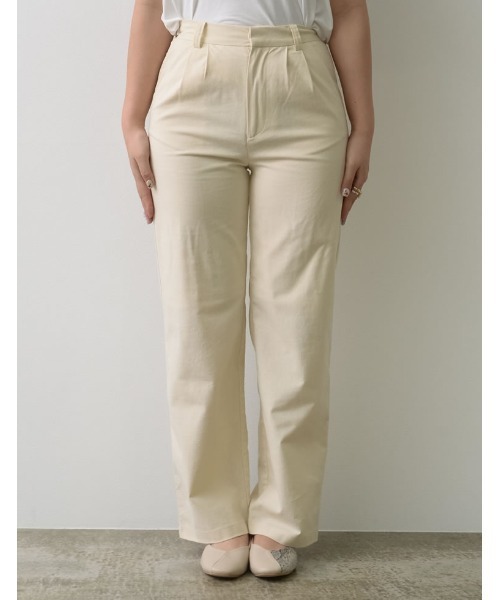 Re:EDIT（リエディ）の「[低身長/高身長サイズ有]リネンブレンドダブルタックパンツ（スラックス・レディース・アイボリー/カーキ/ベージュ・AL/BS/SMALL/AS/LARGE/AM/BM/MEDIUM）」の12枚目の写真