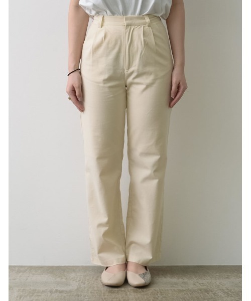 Re:EDIT（リエディ）の「[低身長/高身長サイズ有]リネンブレンドダブルタックパンツ（スラックス・レディース・アイボリー/カーキ/ベージュ・AL/BS/SMALL/AS/LARGE/AM/BM/MEDIUM）」の8枚目の写真