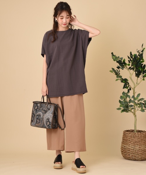 INTERPLANET（インタープラネット）の「オーガニックコットン前後２ＷＡＹ　プルオーバー（Tシャツ/カットソー・レディース・チャコールグレー/ベージュ/オリーブ・FREE）」の16枚目の写真