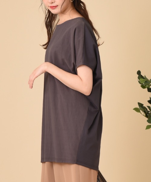 INTERPLANET（インタープラネット）の「オーガニックコットン前後２ＷＡＹ　プルオーバー（Tシャツ/カットソー・レディース・チャコールグレー/ベージュ/オリーブ・FREE）」の13枚目の写真