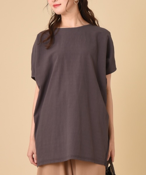 INTERPLANET（インタープラネット）の「オーガニックコットン前後２ＷＡＹ　プルオーバー（Tシャツ/カットソー・レディース・チャコールグレー/ベージュ/オリーブ・FREE）」の11枚目の写真