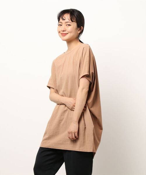 INTERPLANET（インタープラネット）の「オーガニックコットン前後２ＷＡＹ　プルオーバー（Tシャツ/カットソー・レディース・チャコールグレー/ベージュ/オリーブ・FREE）」の19枚目の写真