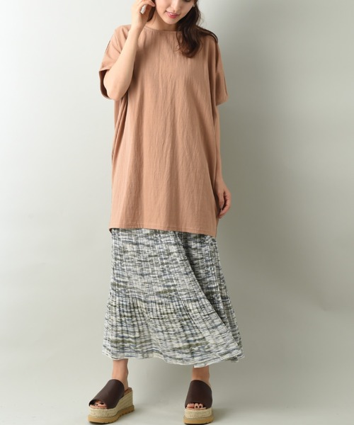 INTERPLANET（インタープラネット）の「オーガニックコットン前後２ＷＡＹ　プルオーバー（Tシャツ/カットソー・レディース・チャコールグレー/ベージュ/オリーブ・FREE）」の8枚目の写真