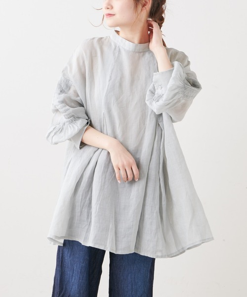 PUAL CE CIN（ピュアルセシン）の「【Du noir】麻／リネン2WAY ブラウス（シャツ/ブラウス・レディース・ホワイト/ブラック/グレー・FREE）」の3枚目の写真