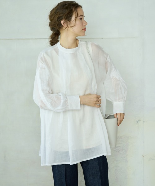 PUAL CE CIN（ピュアルセシン）の「【Du noir】麻／リネン2WAY ブラウス（シャツ/ブラウス・レディース・ホワイト/ブラック/グレー・FREE）」の14枚目の写真