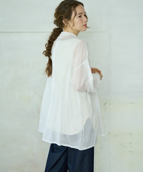 PUAL CE CIN（ピュアルセシン）の「【Du noir】麻／リネン2WAY ブラウス（シャツ/ブラウス・レディース・ホワイト/ブラック/グレー・FREE）」の16枚目の写真