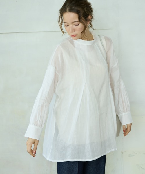 PUAL CE CIN（ピュアルセシン）の「【Du noir】麻／リネン2WAY ブラウス（シャツ/ブラウス・レディース・ホワイト/ブラック/グレー・FREE）」の15枚目の写真