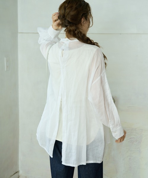 PUAL CE CIN（ピュアルセシン）の「【Du noir】麻／リネン2WAY ブラウス（シャツ/ブラウス・レディース・ホワイト/ブラック/グレー・FREE）」の18枚目の写真