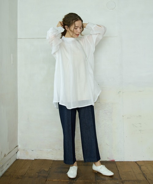 PUAL CE CIN（ピュアルセシン）の「【Du noir】麻／リネン2WAY ブラウス（シャツ/ブラウス・レディース・ホワイト/ブラック/グレー・FREE）」の19枚目の写真