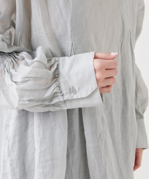 PUAL CE CIN（ピュアルセシン）の「【Du noir】麻／リネン2WAY ブラウス（シャツ/ブラウス・レディース・ホワイト/ブラック/グレー・FREE）」の10枚目の写真