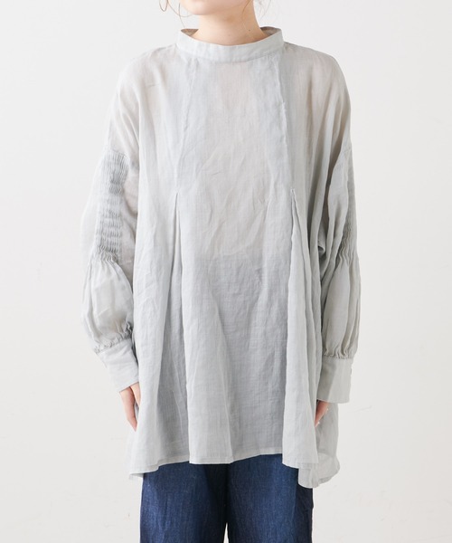 PUAL CE CIN（ピュアルセシン）の「【Du noir】麻／リネン2WAY ブラウス（シャツ/ブラウス・レディース・ホワイト/ブラック/グレー・FREE）」の5枚目の写真
