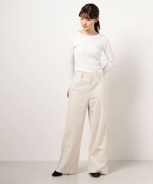 STYLEBLOCK（スタイルブロック）の「コットンリネンサスペンダー付きバックレースアップワイドパンツ（その他パンツ・レディース・チャコールグレー/サンドベージュ/ライトカーキ/ブルー/ホワイト系その他・FREE）」の6枚目の写真