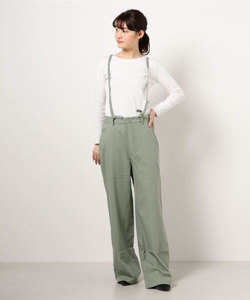 STYLEBLOCK（スタイルブロック）の「コットンリネンサスペンダー付きバックレースアップワイドパンツ（その他パンツ・レディース・チャコールグレー/サンドベージュ/ライトカーキ/ブルー/ホワイト系その他・FREE）」の14枚目の写真