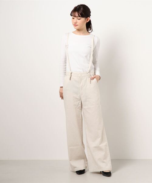 STYLEBLOCK（スタイルブロック）の「コットンリネンサスペンダー付きバックレースアップワイドパンツ（その他パンツ・レディース・チャコールグレー/サンドベージュ/ライトカーキ/ブルー/ホワイト系その他・FREE）」の9枚目の写真