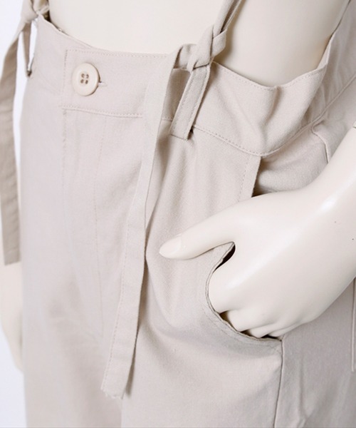 STYLEBLOCK（スタイルブロック）の「コットンリネンサスペンダー付きバックレースアップワイドパンツ（その他パンツ・レディース・チャコールグレー/サンドベージュ/ライトカーキ/ブルー/ホワイト系その他・FREE）」の16枚目の写真