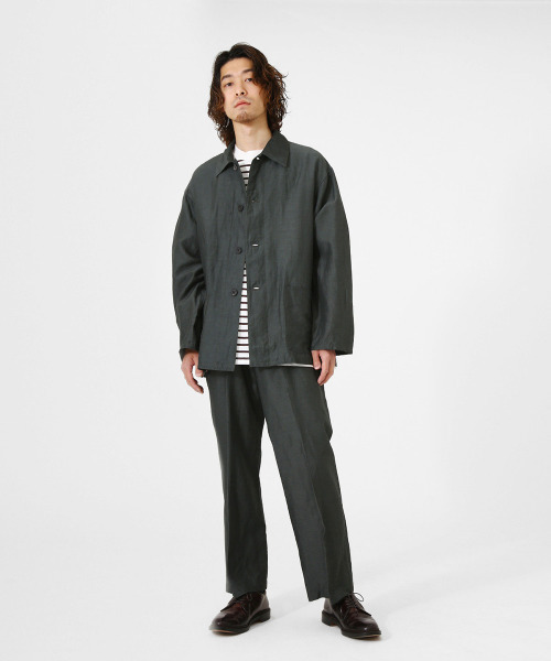 marka（マーカ）の「marka / マーカ：【ONLY ARK】別注 STRAIGHT FIT TROUSERS - cu/li/co cloth -：M21B-01PT02C[COR]（その他パンツ・メンズ・グリーン/ブルー系その他・1/3/2）」の12枚目の写真