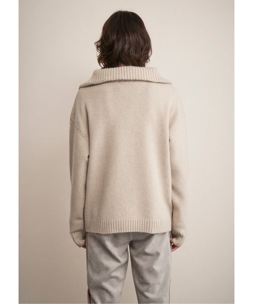 And A（アンドエー）の「TROVE トローブ / MERI KNIT ミーリー オーバーサイズハーフジップハイネックニット / 65KNT01（ニット/セーター・メンズ・クリーム/パープル系その他・3/1）」の7枚目の写真