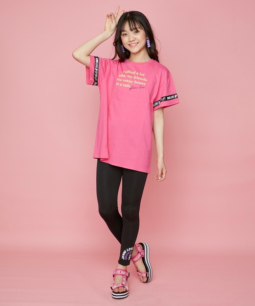 JENNI love（ジェニィラブ）の「防蚊スリーブロゴテープロング丈T（Tシャツ/カットソー・キッズ・オフホワイト/サックスブルー/チェリーピンク・130cm/140cm/150cm/160cm）」の9枚目の写真