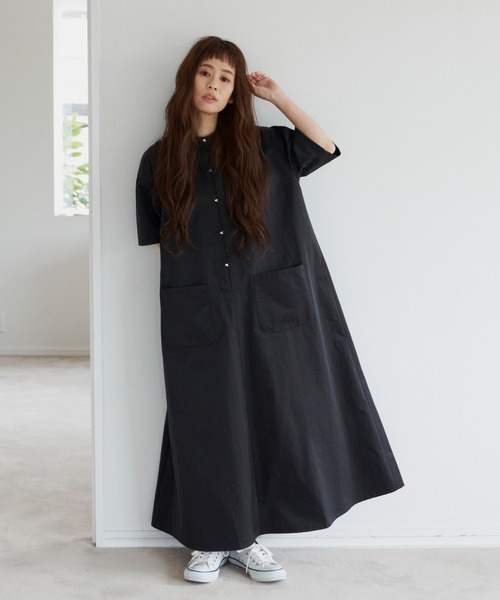 Libra Cue(リブラ キュー)の「タイプライタービックポケットワンピース(ワンピース・レディース・ブラック/アイボリー・FREE)」の5枚目の写真