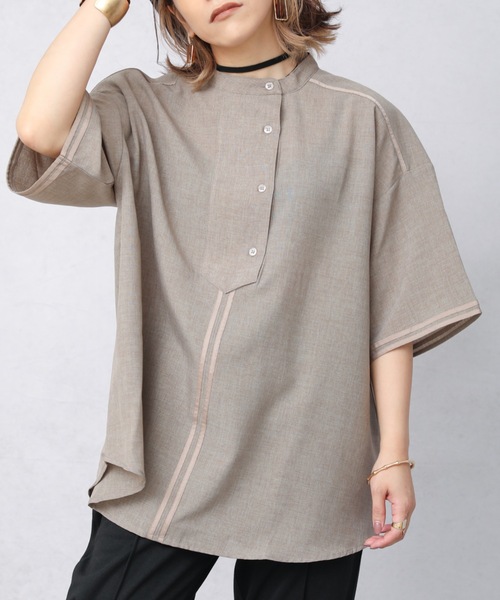 ap retro（アプレトロ）の「テープ使いスキッパーシャツ【ZOZO限定アイテム】（シャツ/ブラウス・レディース・アイボリー/ブラック/グレイッシュベージュ・FREE）」の20枚目の写真