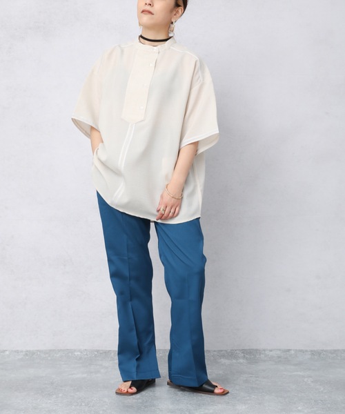 ap retro（アプレトロ）の「テープ使いスキッパーシャツ【ZOZO限定アイテム】（シャツ/ブラウス・レディース・アイボリー/ブラック/グレイッシュベージュ・FREE）」の15枚目の写真