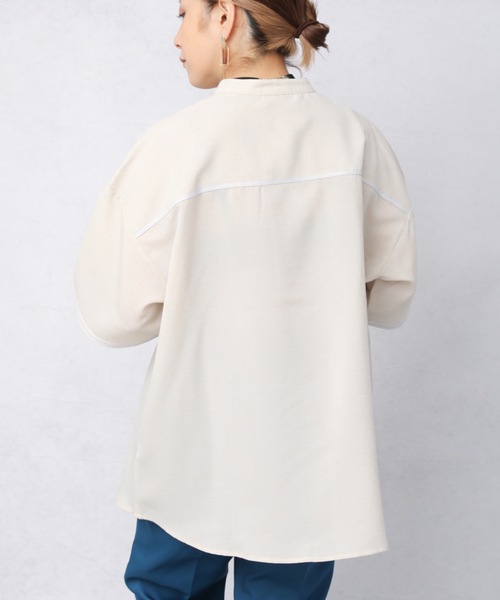 ap retro（アプレトロ）の「テープ使いスキッパーシャツ【ZOZO限定アイテム】（シャツ/ブラウス・レディース・アイボリー/ブラック/グレイッシュベージュ・FREE）」の11枚目の写真