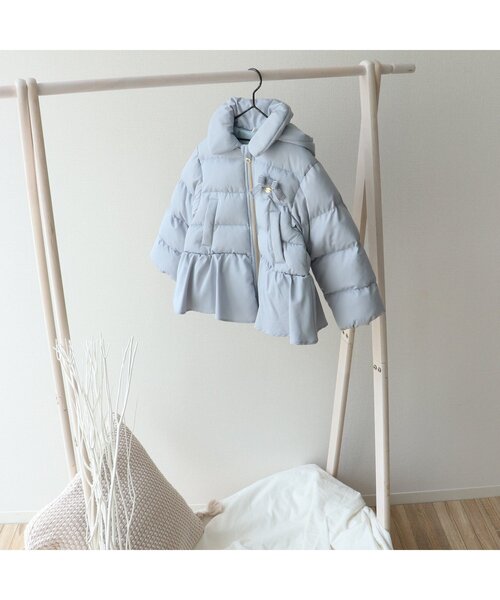 apres les cours(アプレレクール)の「ペプラムリボン中綿アウター(ダウンジャケット/コート・キッズ・サックスブルー/ベージュ/ネイビー/ピンク・110/80/130/90/100/120/140)」の8枚目の写真