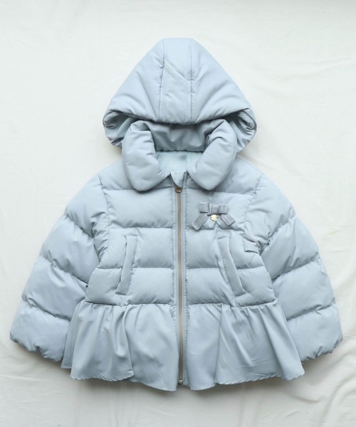 apres les cours(アプレレクール)の「ペプラムリボン中綿アウター(ダウンジャケット/コート・キッズ・サックスブルー/ベージュ/ネイビー/ピンク・110/80/130/90/100/120/140)」の9枚目の写真