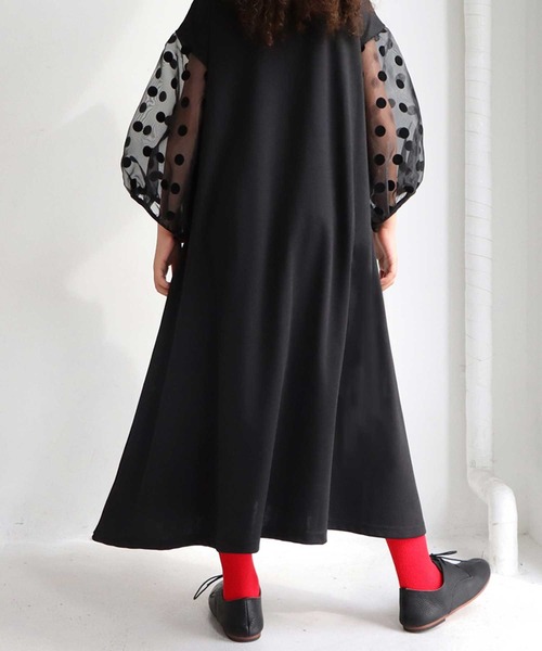 antiqua（アンティカ）の「ぽわっと可愛い。シアードットスリーブワンピース（ワンピース・キッズ・ブラック・4/3/5）」の13枚目の写真