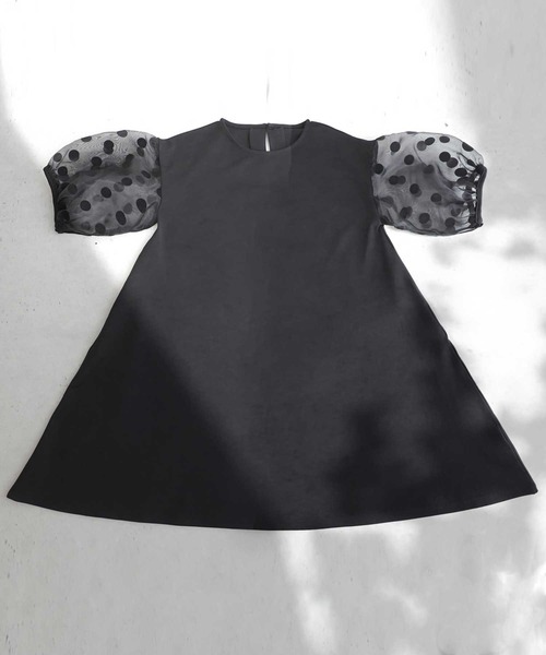 antiqua（アンティカ）の「ぽわっと可愛い。シアードットスリーブワンピース（ワンピース・キッズ・ブラック・4/3/5）」の15枚目の写真