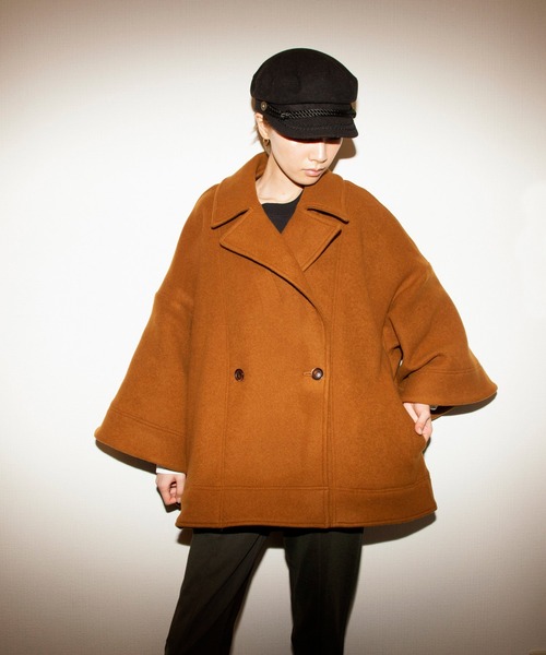 AVIE（アビィ）の「ウールモッサA-ラインコート（チェスターコート・レディース・ブラック/キャメル・38）」の11枚目の写真