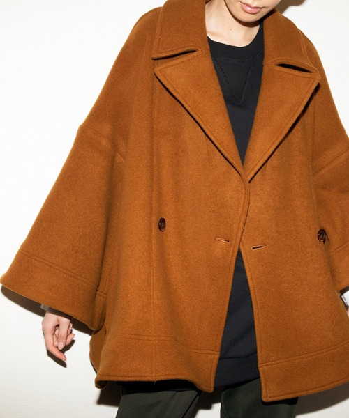 AVIE（アビィ）の「ウールモッサA-ラインコート（チェスターコート・レディース・ブラック/キャメル・38）」の4枚目の写真