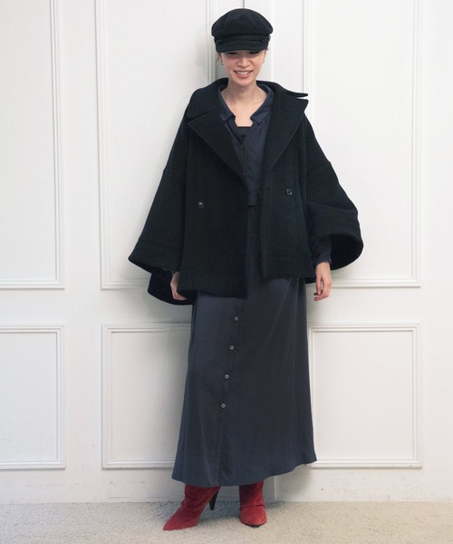 AVIE（アビィ）の「ウールモッサA-ラインコート（チェスターコート・レディース・ブラック/キャメル・38）」の5枚目の写真