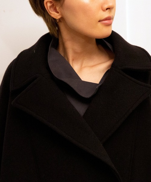 AVIE（アビィ）の「ウールモッサA-ラインコート（チェスターコート・レディース・ブラック/キャメル・38）」の6枚目の写真