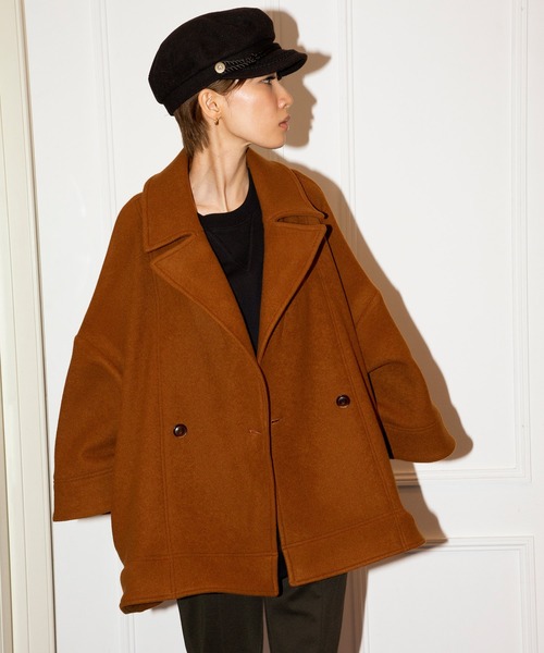 AVIE（アビィ）の「ウールモッサA-ラインコート（チェスターコート・レディース・ブラック/キャメル・38）」の7枚目の写真