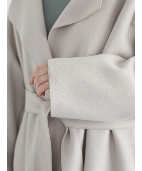 Green　Parks（グリーンパークス）の「ミディ丈カットコーディガン＊（その他アウター・レディース・ブラック/ベージュ/ブラウン/イエロー/キャメル・FREE）」の15枚目の写真