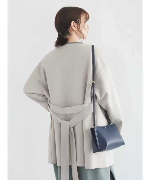 Green　Parks（グリーンパークス）の「ミディ丈カットコーディガン＊（その他アウター・レディース・ブラック/ベージュ/ブラウン/イエロー/キャメル・FREE）」の14枚目の写真