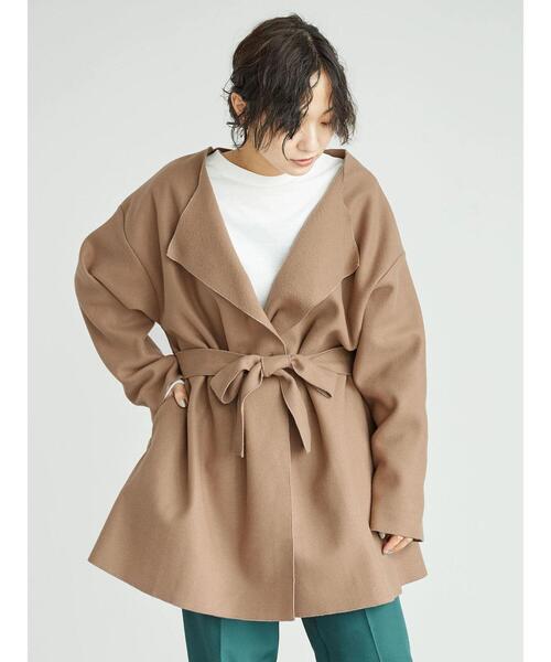 Green　Parks（グリーンパークス）の「ミディ丈カットコーディガン＊（その他アウター・レディース・ブラック/ベージュ/ブラウン/イエロー/キャメル・FREE）」の17枚目の写真