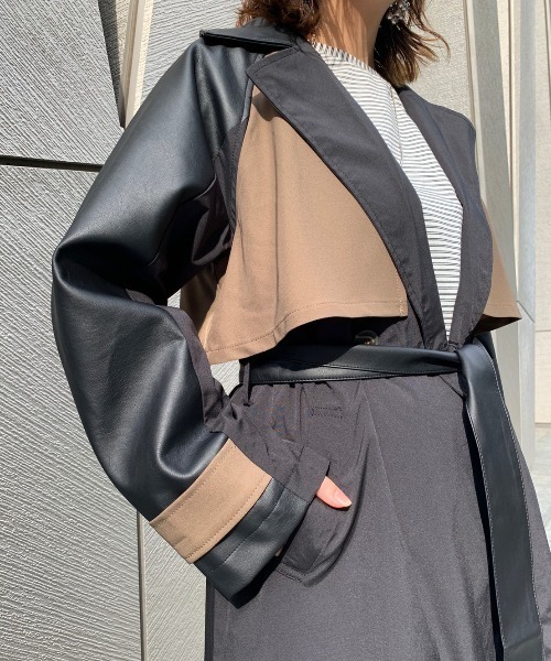 Chez toi（シェトワ）の「バイカラートレンチコート（トレンチコート・レディース・ブラック/ベージュ/カーキ・FREE）」の14枚目の写真