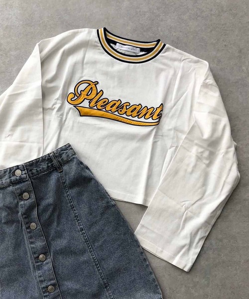 AS KNOW AS plus(アズノゥアズプラス)の「◇カレッジショートロンT(Tシャツ/カットソー・レディース・グリーン/ブルー/オフホワイト・FREE)」の2枚目の写真