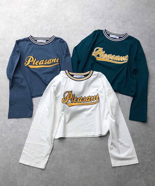 AS KNOW AS plus(アズノゥアズプラス)の「◇カレッジショートロンT(Tシャツ/カットソー・レディース・グリーン/ブルー/オフホワイト・FREE)」の6枚目の写真
