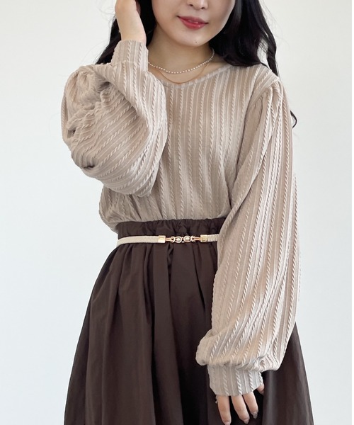 Areeam(アリーム)の「騙されちゃう秘密のトップス(Tシャツ/カットソー・レディース・アイボリー/モカ・FREE)」の2枚目の写真