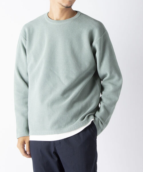 NOLLEY'S goodman（ノーリーズグッドマン）の「ハイツイスト コットン プルオーバーニット（ニット/セーター・メンズ・ネイビー/ミント/ベージュ・M/L）」の3枚目の写真