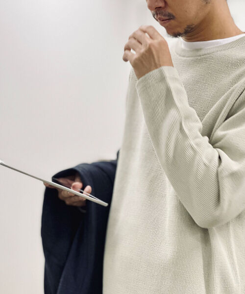 NOLLEY'S goodman（ノーリーズグッドマン）の「ハイツイスト コットン プルオーバーニット（ニット/セーター・メンズ・ネイビー/ミント/ベージュ・M/L）」の12枚目の写真